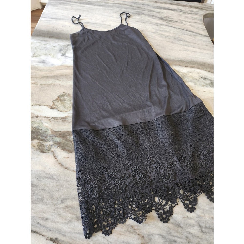 Black Lace Hem Slip Dress Small Spaghetti Strap Slip Dress Extender Fairy Goth